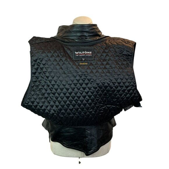Wilsons Leather Moto Full Zip Leather Jacket Womens Medium Black With Quilted Th - Picture 6 of 16